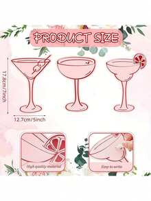 50pcs/10pcs Pink Cocktail Theme Place Cards - 3 Cocktail Themes, Suitable For Wedding Seating, Bridal Shower, Valentine's Day Decor, Anniversary Dinner, And Corporate Event - Multicolor - View 4