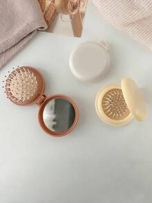 1pc/2pcs/3pcs Women Macaron Air Cushion Anti-Static Hair Brush, Solid Color Portable With Mirror Massage Comb, Hair Brush, Hair Styling Tool, Hair Styling Tool Set - Multicolor - View 7