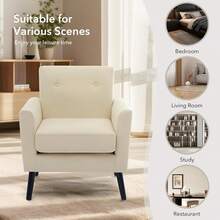 PtioHavn Sillón Sofá Individual Elegant Velvet Terciopelo Mueble Sala - Blanco - Ver 7