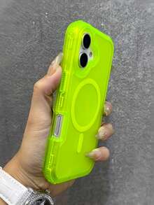 1pc Cute Clear Gradient Color Magnetic Wireless Charge Phone Case Compatible With Iphone 17 AIR 16 15 14 13 12 11 Pro Max Plus Soft Silicone Back Cover Candy Color - Green - View 1