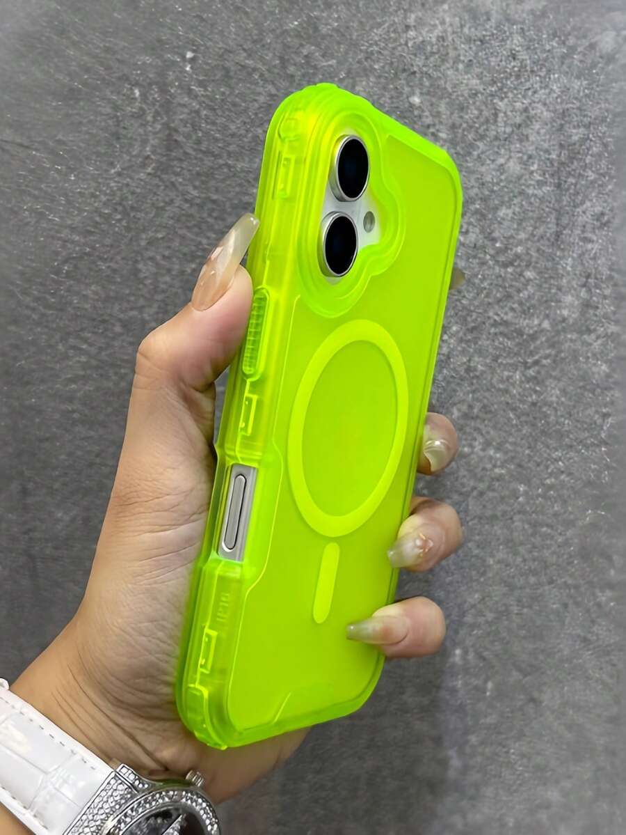 1pc Cute Clear Gradient Color Magnetic Wireless Charge Phone Case Compatible With Iphone 17 AIR 16 15 14 13 12 11 Pro Max Plus Soft Silicone Back Cover Candy Color - Green - View 1
