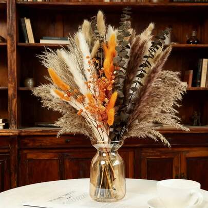 婚礼干花花束，干花摆设，天然尤加利花束，花瓶插花，家居装饰婚礼花艺装饰