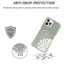 Aesthetic Green Tropical Monstera Leaf Phone Case Compatible With For IPhone 16 Pro, Minimalist Line Art Pa 1lm Leaf Phone Case For For IPhone 16 Pro, Cool  TPU Bumper Case Cover,MonsteraLeaf - 龜背竹葉 - 查看 5