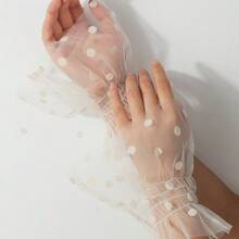 1/2 Paar Spitzenärmel-Manschetten, kurze Ärmel mit Blumenspitze, Polka Dot Herz-förmige Spitzenmanschetten Design, minimalistisch & modisch Hochzeit Make-up Fotografie Requisiten - Verschiedenfarbig - Übersicht 4
