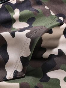 New Spring/Autumn Hooded Jacket, Camouflage Hooded Sweatshirt, Double Hood Design, Ribbed Trim, Open Front Hooded Jacket, Polyester Blend, Stretchy, Fashion Versatile - Apricot - View 7