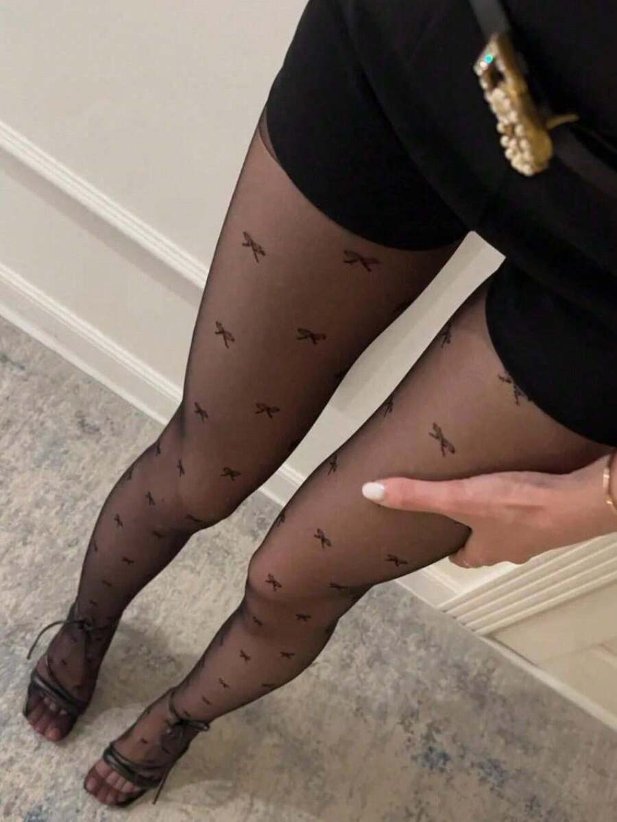 Fashionable, Sexy & Cute High Waist Butt-Lifting Seamless Tights, Versatile For Casual, Business, Party, Date, Halloween, Christmas, Thanksgiving, Valentine's Day, Girlfriend Gift - Black - View 1