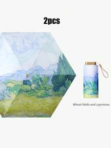 女士印花雨伞 - 轻便、便携、防紫外线、可折叠、适合各种天气、女士便携式遮阳伞、防雨防风