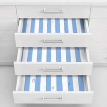 1 Cuộn Giấy Dán Tường Tự Dính Sọc Dọc, Kích Thước 17.71 inch x 196.85 inch, Giấy Dán Tường Vinyl Có Thể Tháo Rời, Giấy Dán Tường Họa Tiết Sao Ngọt Ngào, Chống Thấm Nước, Dễ Dán, Thích Hợp Cho Phòng Ngủ, Phòng Khách, Nhà Bếp, Phòng Tắm, Bàn Làm Việc, Trang Trí Tủ, Trang Trí Tường Văn Phòng Và Trường Học, Giấy Dán Tường Màu Xanh Và Trắng - Xanh và trắng - Xem 6