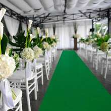 Green Carpet Runner For Party, 2.6X15ft, 130GSM Felt Non-Woven With Double-Sided No Traces Adhesive Sticke, Aisle Runner For Wedding, Movie Theme Party Decos, Green Runway Rug For Prom - Grass Green - View 3