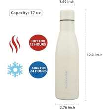 BJPKPK - Botellas de agua de acero inoxidable, 750 ml, botellas de agua aislantes, botellas de agua deportivas que se mantienen frías durante 24 horas y calientes durante 12 horas(0.5 Litros Beige) - Multicolor - Ver 2