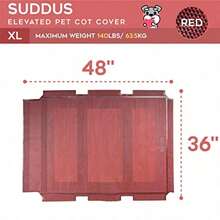 ASsuddus Funda de repuesto para cama elevada para perro cama elevada para perro a prueba de mordeduras facil de limpiar cama elevada transpirable para mascotas adecuada para uso en interiores y exteriores. La cuna para perro no esta incluida XL/rojo - Burdeos - Ver 2