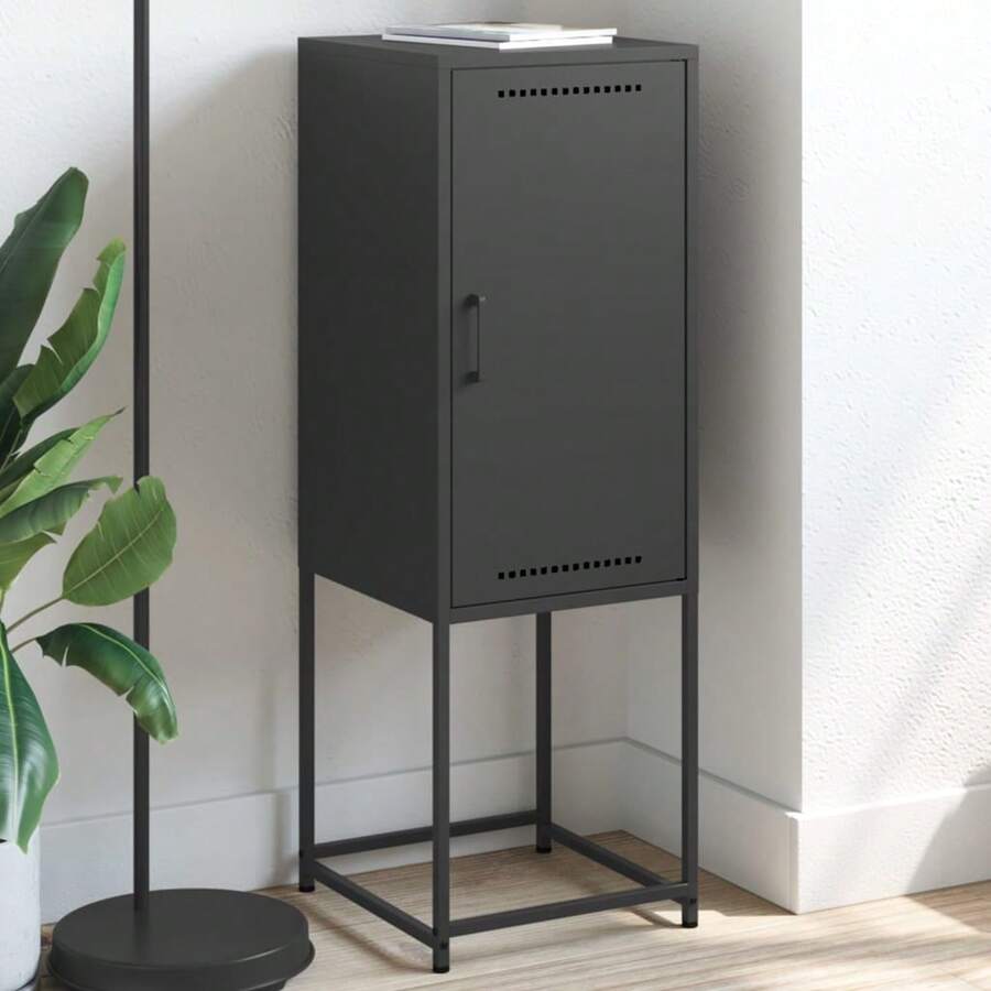 Aparador alto vidaXL negro 36x39x107 cm Acero - Multicolor - Ver 1