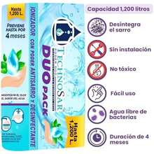 TechnoSar Sistema Dual Antisarro y Desinfectante para Tinacos Cisternas o Cualquier Depósito de Agua Suavizador de Agua Capacidad de 450 a 1200 Litros Duración 4 Meses Elimina Sarro hasta 85% - / - Ver 5