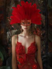 Bộ 2 mặt nạ và mũ đội đầu biểu diễn lễ hội Carnival. - Nhiều màu - Xem 2