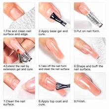Set de 10 piezas de herramientas de modelado de uñas de gel de extensión rápida de color rosa desnudo FOUR LILY, esmalte de uñas UV LED desmontable de 10ml - Multicolor - Ver 8