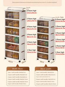 1pc Multi-Layer Storage Rack Cart, Foldable Storage Box, Kitchen Storage Organizer Rack, Tableware Storage Cabinet, Kitchen Storage Organizer Rack, Wardrobe Storage Box, Portable Plastic Wardrobe, Wardrobe Compartment Storage, Portable Storage Cart, Hand Truck - Trong sáng - Xem 2