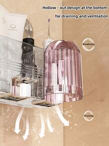 2pcs/3pcs/4pcs Large Capacity Storage Rack, Viral Suction Cup Toothbrush Holder, Wall-Mounted Toothbrush Cup Rack, No Drilling Mouthwash Cup & Toothpaste Organizer, With Rinse Cup