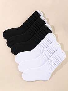 1/3/6 双装 女士春秋冬季宽松针织袜 黑色、白色和灰色 压缩袜 舒适、保暖、透气、时尚 适合远足、返校、万圣节和圣诞节的完美礼物