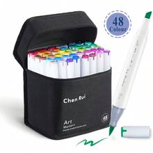 Bút dạ cồn nhiều màu, bút dạ cồn hai đầu 168/120/80/60/48 màu, tặng kèm thảm, đục và cọ, bộ bút dạ nghệ thuật gốc cồn dành cho người lớn tô màu minh họa, gói giá trị tuyệt vời cho học sinh lớp nghệ thuật - mực nạp lại khi trở lại trường - trắng - Xem 13
