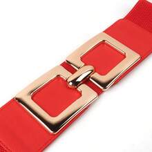 1pc Women's Elastic Waist Belt, Fashion Dress Waist Belt With Vintage Large Metal Buckle, Stretchy Waist Cincher Suitable For Various Outfits