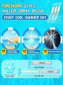 1支烟花水枪，儿童玩具水枪，泳池玩具，水枪玩具，儿童玩具，花园玩具，沙滩玩具，户外游泳池玩具。产品有两种款式：烟花水枪和单喷嘴水炮。 - 彩色 - 查看 6