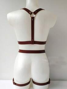 1 Set Arnés de pecho y cintura de color café, liguero de muslo, decorativo para el Body, prenda versátil, adecuado para moda oscura, fiestas, Navidad, Halloween