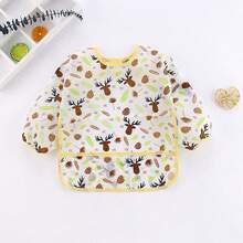 1pc Summer Breathable Thin Baby Reversible Feeding Bib, Cartoon Print Waterproof Feeding Smock For Toddlers (Age: 1-3 Years, Height: 80-100cm) - Yellow Deer - View 8