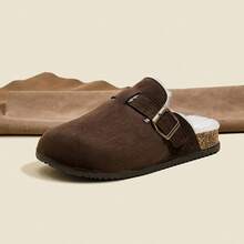 Zapatillas de algodón de moda directas de fábrica, versátiles para el hogar, el exterior, el dormitorio escolar, de unicolor, de playa, de slip-on, cálidas - Café integral - Ver 3