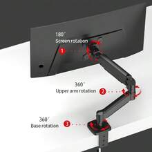 17-32 Inch Monitor Mount, Adjustable Laptop Mount, Black, Height Adjustable, Rotatable For Comfortable Workstations, Flexible Monitor Arm - 黑色 - 查看 6