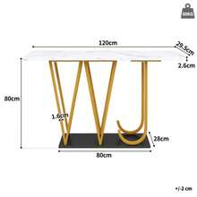 Flurtisch (1 Stück) 120 X 29.5 X 80 Cm Esstisch, Küchentisch, Balkontisch, Esstisch Aus Holz, Tischplatte Mit Marmoroptik - White - View 2