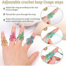 10PCS Handcrafted Adjustable Crochet Loop Rings For Knitting & Crocheting: Comfort Fit Tension Ring, Gift For Crafting Enthusiasts - Multicolor - View 3