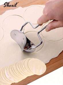 shoxil 1pc Stainless Steel Pastry Rolling Cutter Circle Dough Blade Roller Dumpling Wrapper Mould Pie Ravioli Empanada Pierogi Calzone Making Tools For Home Kitchen