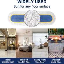 24" Commercial Dust Mop For Floor Cleaning,Heavy Duty Floor Duster With 2 Cotton Reusable Mop Pads,59 Long Handle Wet Dry Flat Mops For Hardwood Floors,Marble, Laminate,Tile,Concrete,Garage (Blue) - ColorA - 查看 5