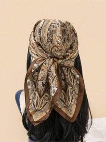 1pc Women's 90*90 Fashionable Leopard Print Bandana Scarf, New Summer Style Headscarf, Can Be Used As Waistband, Decoration, Ribbon, Headband Or Neckerchief, Suitable For Daily Wear For Dress - 豹紋 - 查看 7