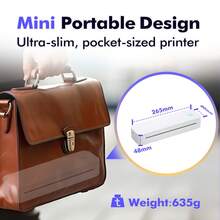 Portable Printers Wireless For Travel, Support 8.8" X 33" US Letter, Bluetooth Thermal Printer Compatible With IOS, Android & Laptop, Inkless Mobile Printer For Office, Home, School - 白色 - 查看 8