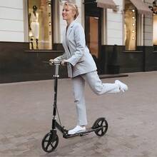 Portable Foldable Scooter With Large Wheels - One-Touch Easy Fold, Adjustable Handlebar, 100 Kg Capacity, For A Smooth Ride, Lightweight, Anti-Shock Suspension - Outdoor Scooters For Teenagers And Adults - Black - View 11