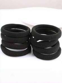 [200 Pieces] Large Black Hair Tie, Suitable For Thick Seamless Hair Tie For Women And Girls, Elastic Ponytail Fixator, Suitable For Non-Destructive Hair Tie For Thick Curly Hair. Very Suitable For Daily Wear, Sports And Fitness, Leisure Gatherings, Ponytail Holders, Hair Elastics, Hair Rubber Bands, Hair Rope, Hair AccessoriesCasual    Polyester - 50Pcs-Black - 查看 6