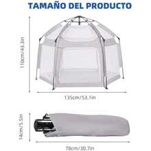 Tienda de Campaña Plegable, BOJA Corral con Toldo, Pelota Pequeña y Bolsa de Almacenamiento, Apto para Uso Interior, Exterior, Camping y Playas ()(Gris) - Multicolor - Ver 3