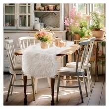 White Fur Table Runner 12x48 Inch, Fluffy Dresser Scarves For Bedroom Decor, Fuzzy Coffee Table Runner For Dining Table, Wedding Party, Christmas Home Decor - 多色602 - 查看 2