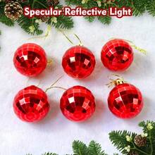 24 Pcs Christmas Disco Balls Mini Mirror Ball Hanging Decorations Small Plastic Ornament For Indoor Outdoor Party Christmas Tree Holiday Wedding 3CM/1.18'' Red - 紅色 - 查看 5