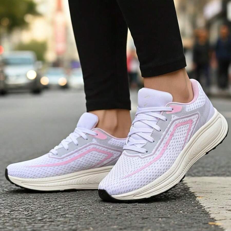 Comfortable Sports Shoes For Gym, Walking, Running 149a - White and Pink - View 1