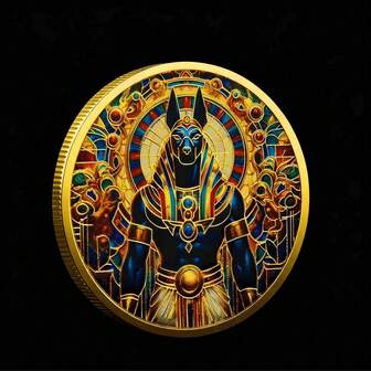 1/3Pcs Doghead God Anubis Golden Plated Commemorative Coin Souvenir Ancient Egyptian Death Guardian Collecting Coin