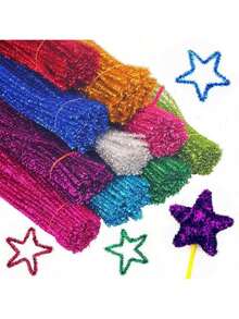 322件装闪光发根清洁刷，激光发根清洁刷，圣诞主题，闪亮雪尼尔纤维发根清洁刷，圣诞工艺发根清洁刷，适用于DIY工艺和清洁 - 彩色 - 查看 4