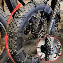 户外自行车轮胎防滑垫 - 重型防滑设计，适用于山地车/公路车/通勤车 - 全天候胎面花纹，增强雪地、冰面、泥地、沙地抓地力 - 冬季自行车安全配件，适用于自行车轮胎、雪地骑行、纹理防滑设计、耐用防滑材料、山地自行车、加固结构、山地自行车爱好者