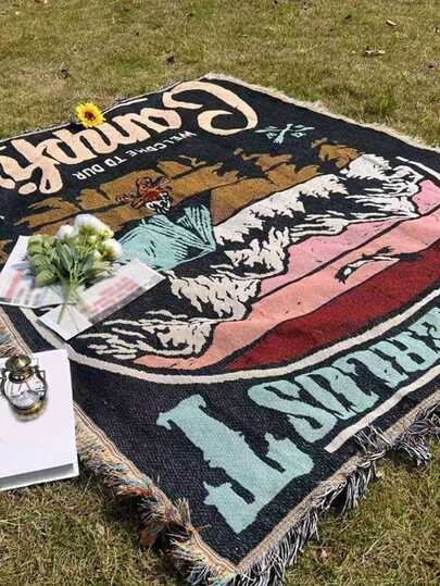 Lightweight Foldable Camping Mat For Summer Outdoor Grass Picnic, Bohemian Style Tablecloth Nap Blanket, Picnic Vacation Party Bedroom/Living Room Travel Valentine's Day Gift, Camping Equipment, Sofa Chair Cushion