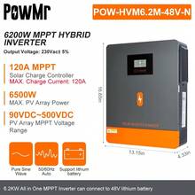 PowMr 6.2KW 4.2KW Off-Grid Hybrid Inverters 48V 24V To 230VAC MPPT 120A Charge Controller Low Start PV 55/60VDC - 4.2KW 24V Mới - Xem 2