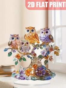 1pc Crystal Owl Decor - Acrylic Desktop Decoration With 2D Flat Printing, Perfect Valentine's Day Gift - Multicolor - View 5