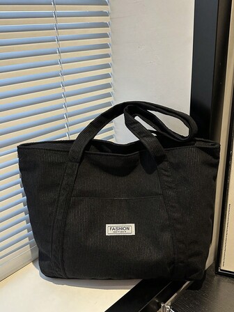 Casual Solid Color Large Capacity Multi Pocket Shoulder Bag, Classic Versatile Corduroy Labeled Women's Handbag, Suitable For Shopping, Wallets, Shopping, Young Women, College Students, Newcomers, And White-Collar Workers. They Are Very Suitable For Offices, Universities, Work, Business, Commuting, Outdoor Activities, Travel, And Outings