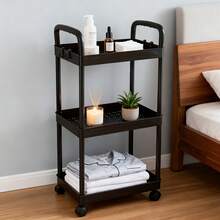 3/4/5 Tier Heavy Duty Rolling Storage Cart With Wheels - Multipurpose Organizer, Sturdy Plastic Construction, Easy Assembly No Tools Required, Space Saving Storage Shelves For Kitchen, Bathroom, Office, Bedroom - Suitable For Home, Commercial Use - White/Black Heavy Duty Rolling Cart, Home Organization, Compact Design, Durable Structure, Mobile Storage Rack, Office Personnel, Bookshelf (Some Colors Random) - Car Storage Rack/Black - View 11