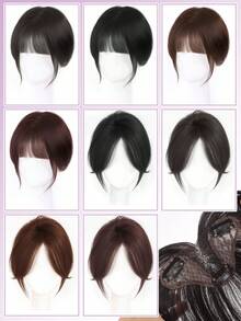 合成3D透气刘海假发 女款 自然无缝 高温假发 头顶替换罩 白色假刘海 - 彩色 - 查看 7